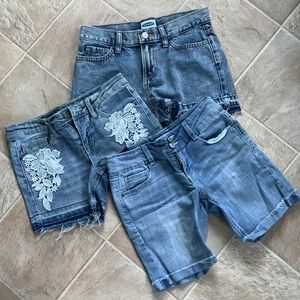 3 pairs of denim shorts. Girls size 12.